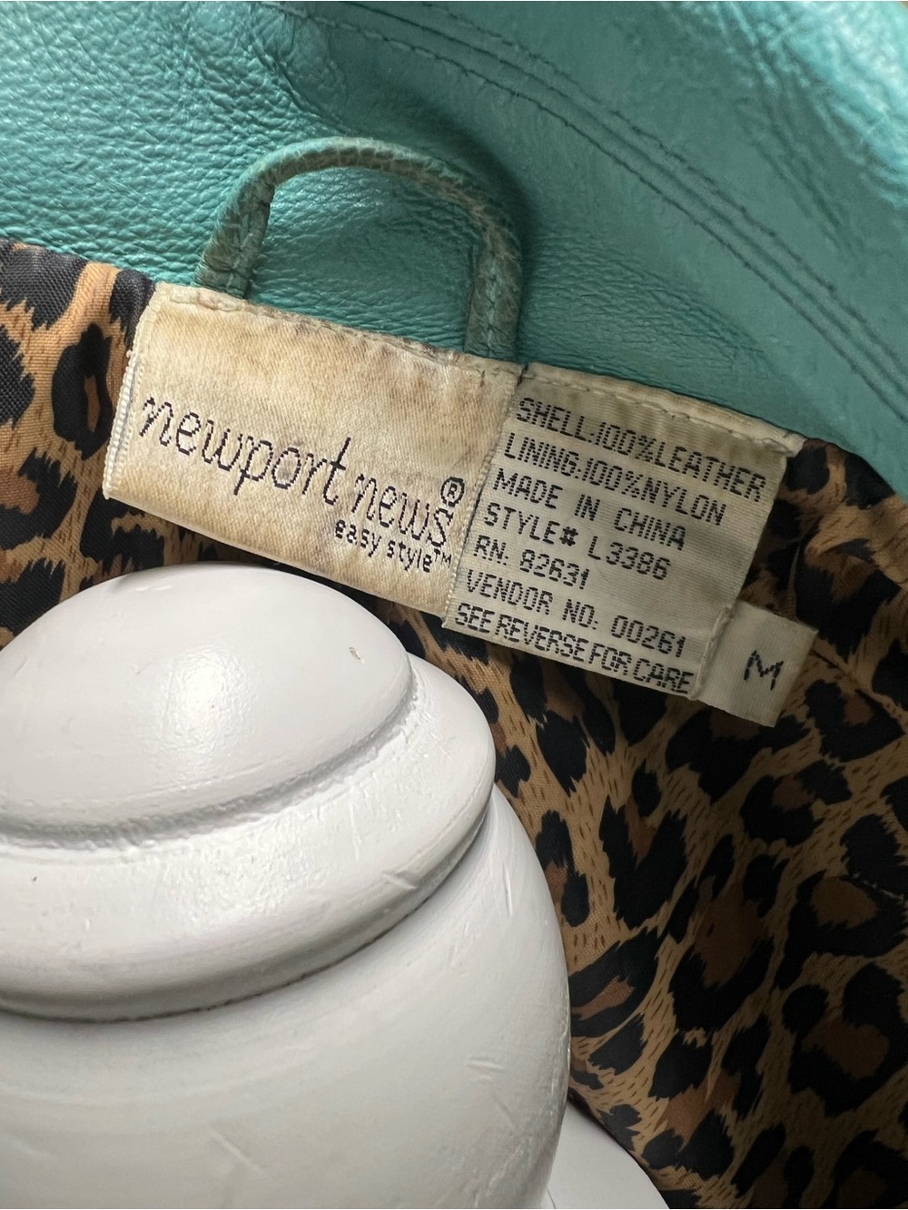 Newport News Y2K Turquoise Long Leather jacket - Picture 11 of 11